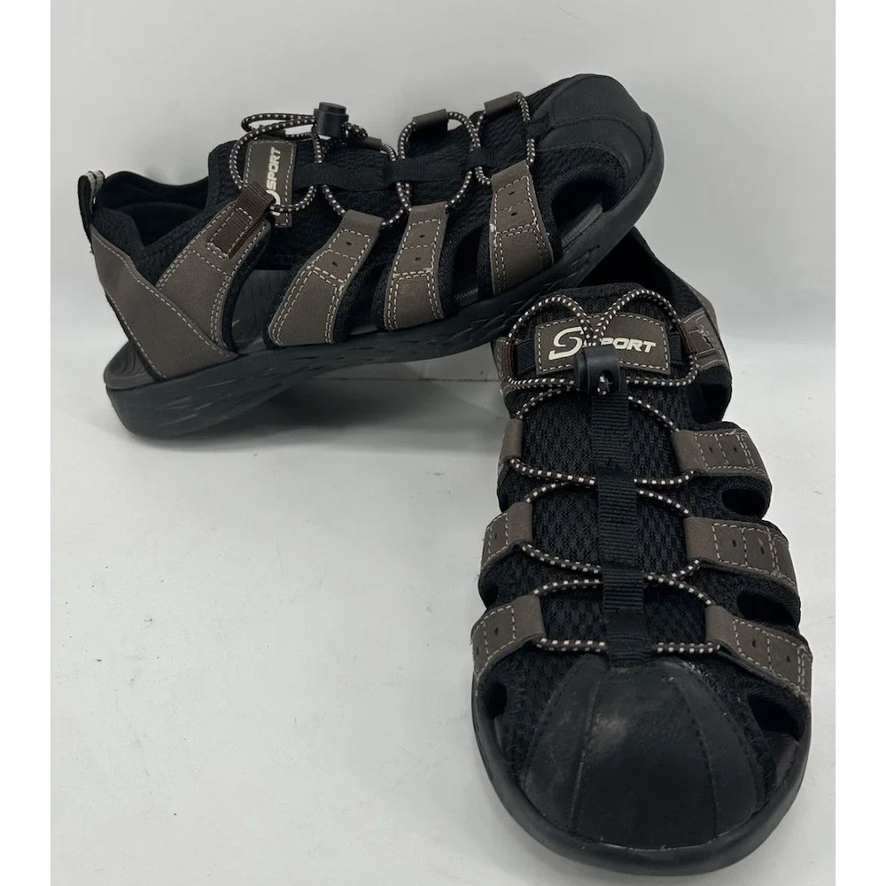 Skechers S Sport Mizza Hiking Sandals Closed‎ Toe Brown And Black Men's 9